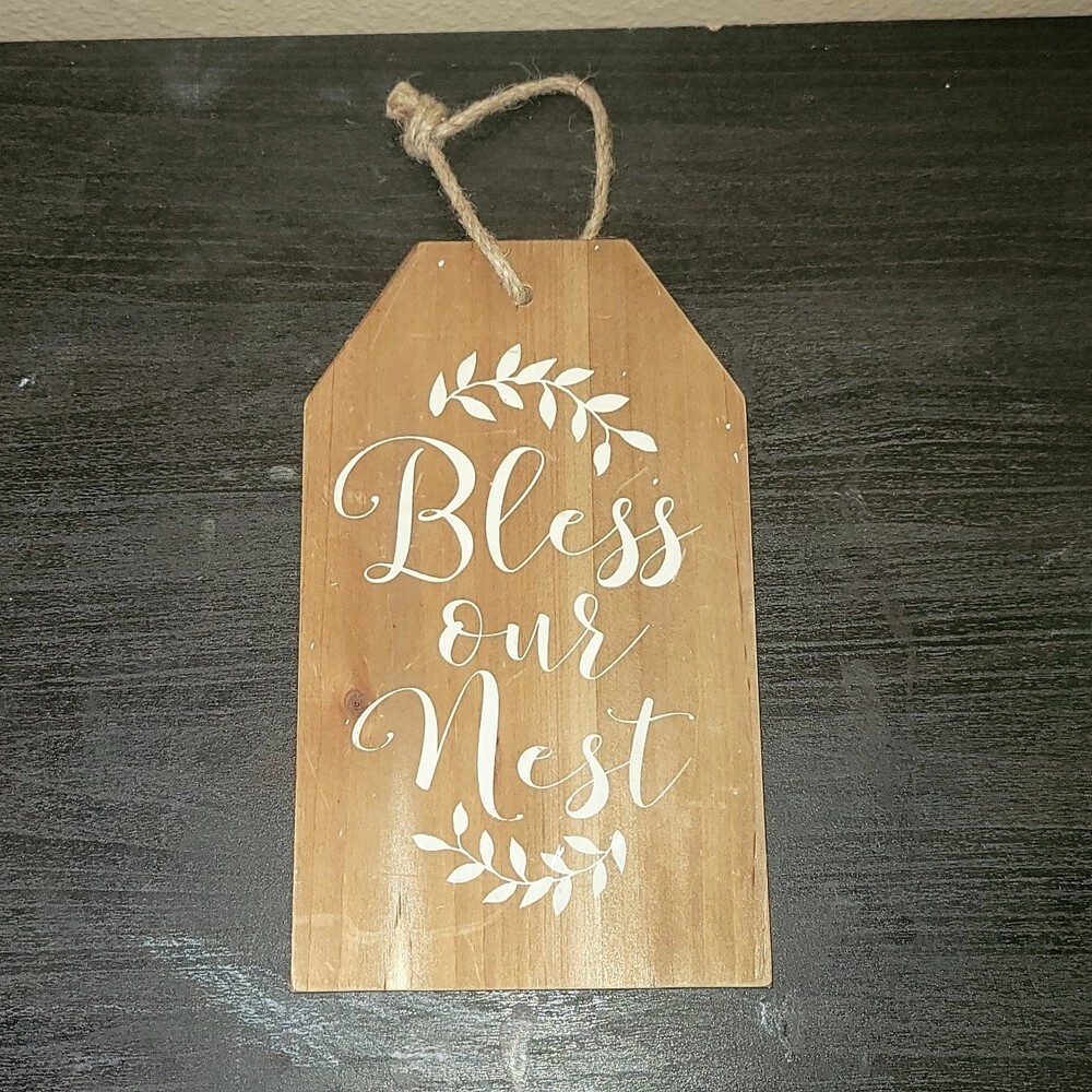 Home Decor "Bless our nest" Rustic Hanging Wood Sign